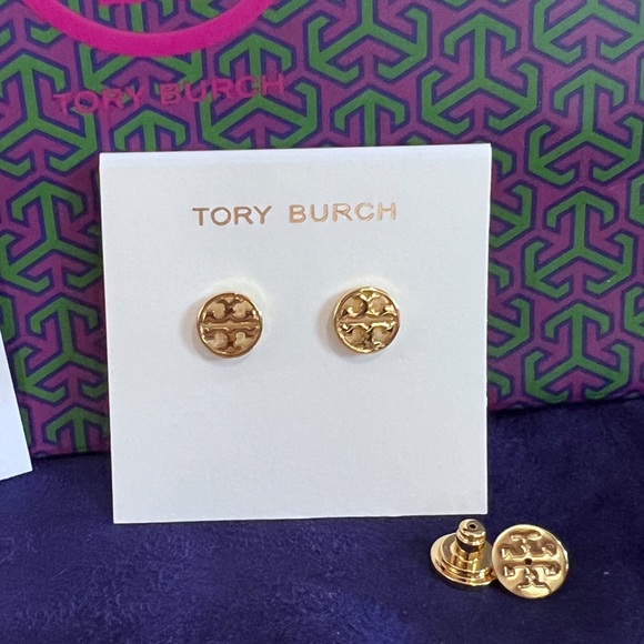 New Tory Burch Miller 18k Gold-Plated Stud Earrings in Gold $78 - Picture 14 of 14